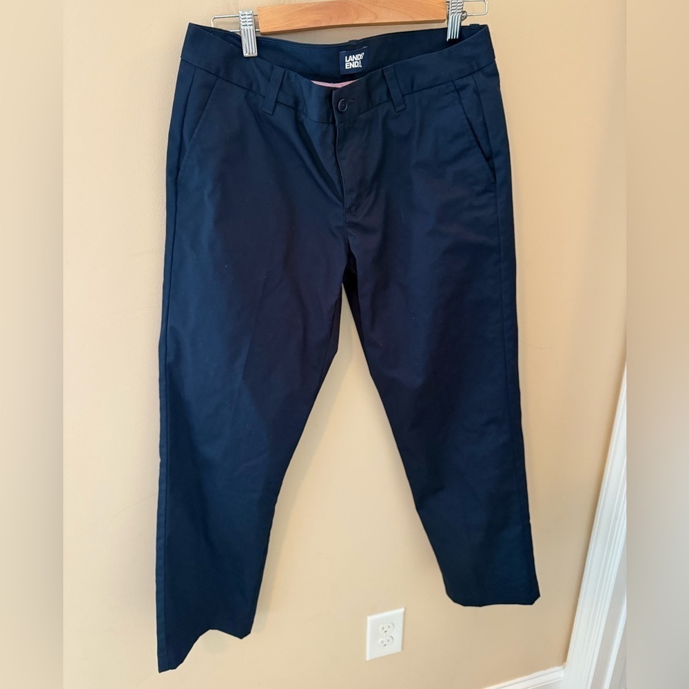 Lands End navy cotton poly chino work pant size 6